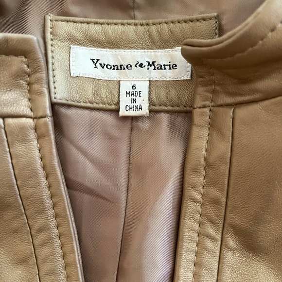 Yvonne Le Marie Gold Metallic Soft Lamb Leather Lined Jacket 3/4 Zip Size 6 - Picture 10 of 12